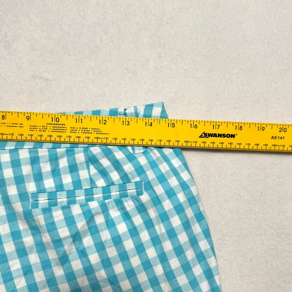 J. Crew Cotton Gingham Aqua & White Short Size 2 - Picture 5 of 11